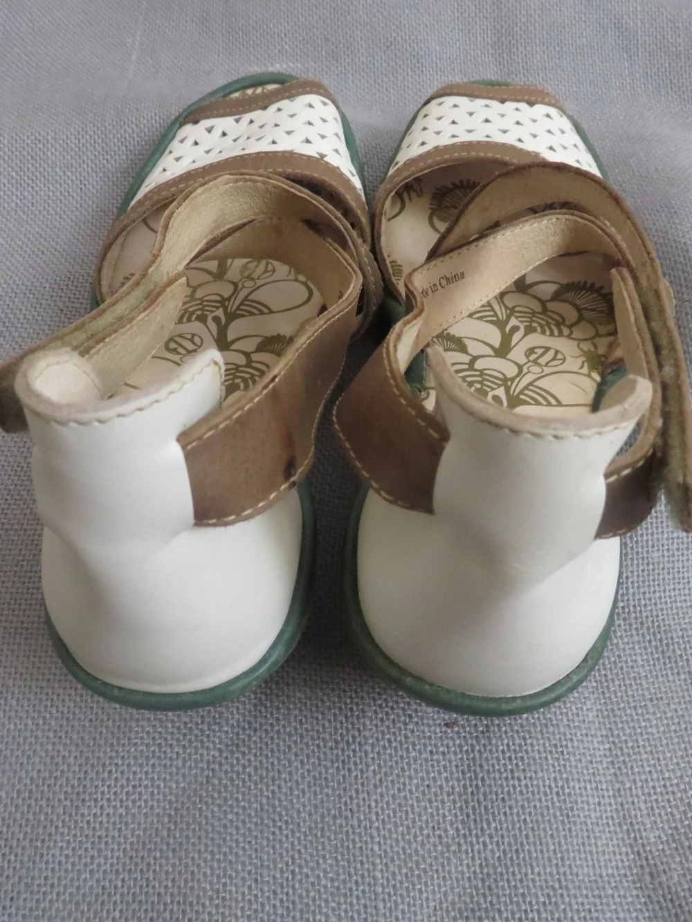 FLY London Women's Brown and White Cutout Sandals